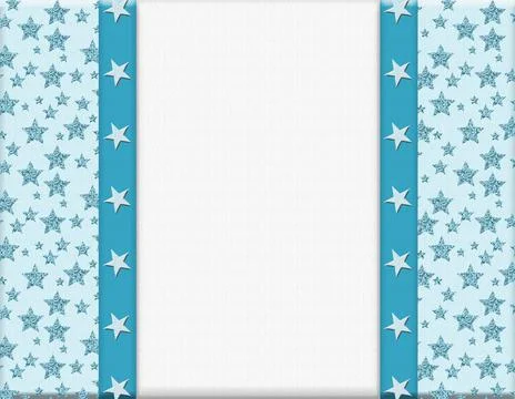 Fun border with blue star on white Stock Illustration