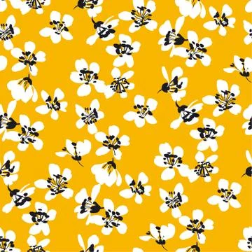 Fun bright white spring flowers pattern Illustrazione stock