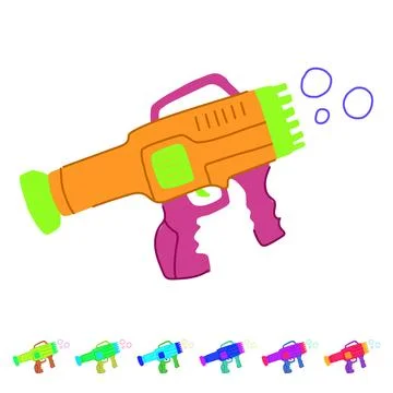 Fun bubble gun toy vector cartoon graphic Stock Illustration