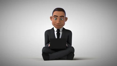 Fun businessman coding - 3D Animation Stock Footage 83456266