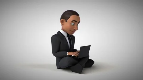 Fun businessman coding - 3D Animation Stock Footage 83456303