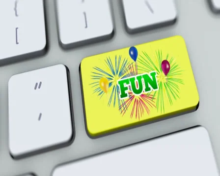 Fun button on computer keyboard. Key is pressed, click for HD Stock Footage 35647579