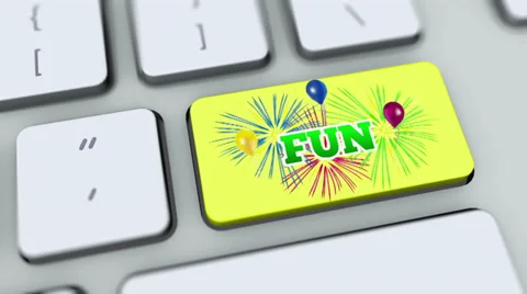 Fun button on computer keyboard. Key is pressed, click for HD Stock Footage 35649178