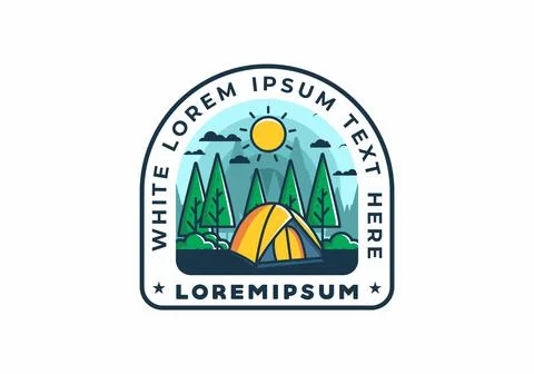 Fun camping with dome tent flat illustration Stock Illustration
