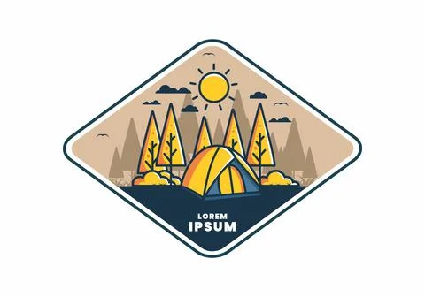 Fun camping with dome tent flat illustration Stock Illustration