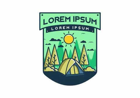 Fun camping with dome tent flat illustration Stock Illustration