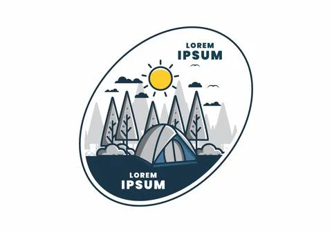 Fun camping with dome tent flat illustration Stock Illustration