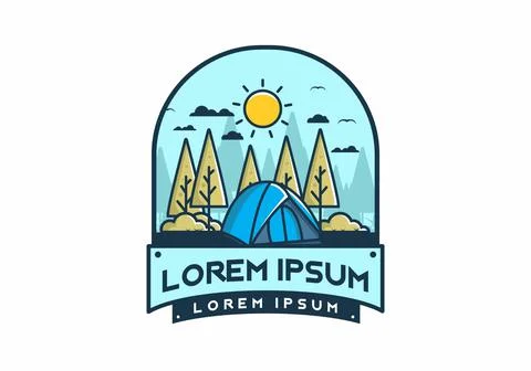Fun camping with dome tent flat illustration Stock Illustration