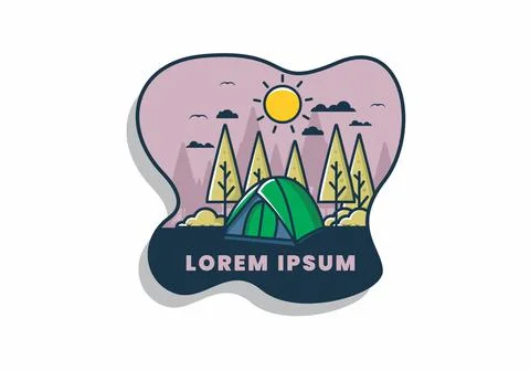 Fun camping with dome tent flat illustration Stock Illustration