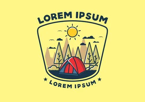 Fun camping with dome tent flat illustration Stock Illustration