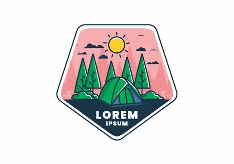 Fun camping with dome tent flat illustration Stock Illustration