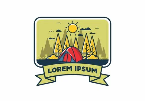 Fun camping with dome tent flat illustration Stock Illustration