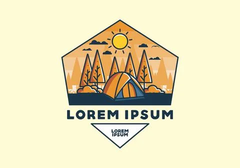 Fun camping with dome tent flat illustration Stock Illustration