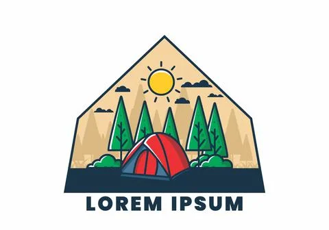 Fun camping with dome tent flat illustration Stock Illustration
