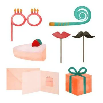 Fun candy and dessert icons with gifts and decorations Stock Illustration