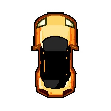 Fun car top view pixel art vector illustration Stock Illustration