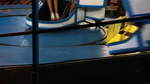 Fun carnival rides at night time with flashing lights Stock Footage 43070473