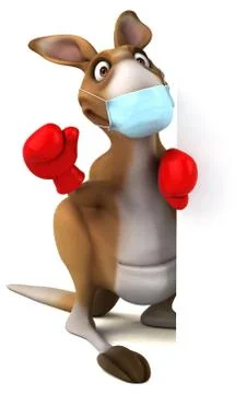 Fun cartoon Kangaroo with a mask Stock Illustration