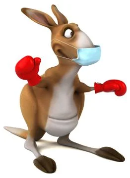 Fun cartoon Kangaroo with a mask Stock Illustration