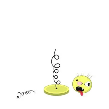 Fun cartoon spring - with head, eyes, ears and mouth fell apart Stock Illustration