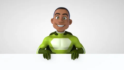 Fun cartoon superhero Stock Footage 129822396