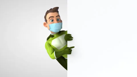 Fun cartoon superhero Stock Footage 129822673