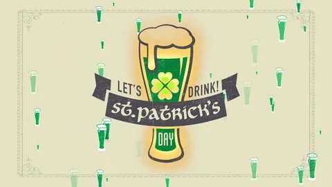 Fun celebration party performance for st patrics day with text lets drink Stock Footage 129973595