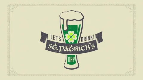 Fun celebration party presentation for st patrics day with text lets drink Stock Footage 129973927