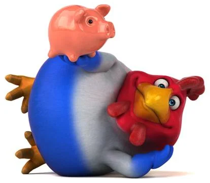 Fun chicken - 3D Illustration 库存插图