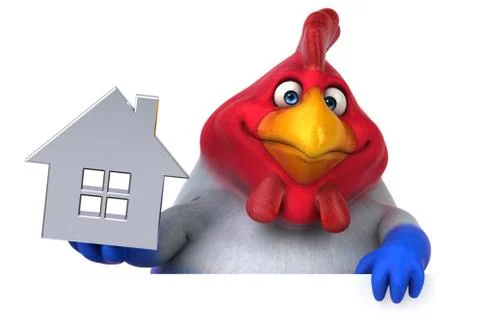 Fun chicken - 3D Illustration Stock Illustration
