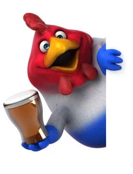 Fun chicken - 3D Illustration Stock Illustration