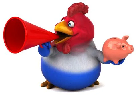 Fun chicken - 3D Illustration 스톡 일러스트