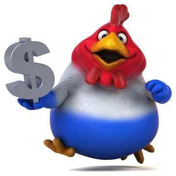 Fun chicken - 3D Illustration Stock Illustration