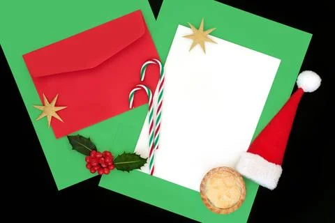 Fun Christmas Mail Art Envelope Letter and Decorations Stock Photos