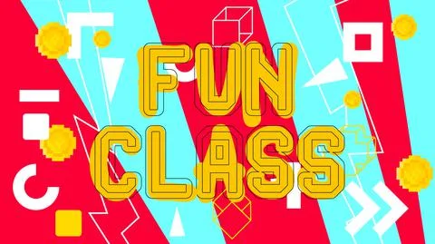 Fun Class text. Lessons online for school pupils or university students. Abst Illustrazione stock