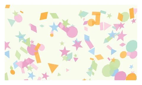 Fun colorful confetti pattern with geometric shapes on light cream white ba.. 스톡 일러스트