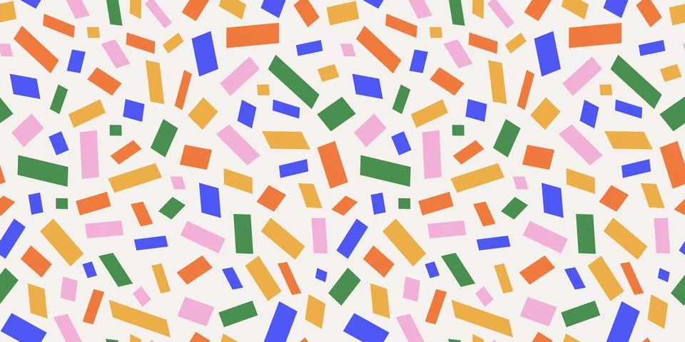 Fun colorful confetti seamless pattern. Creative minimalist style art background Stock Illustration