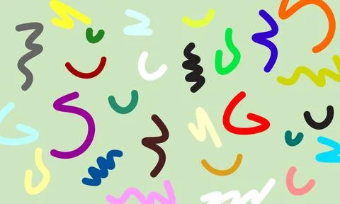 Fun colorful line doodle pattern. Creative minimalist style art background Stock Illustration