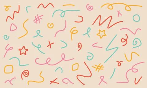 Fun colorful scribble set Stock Illustration