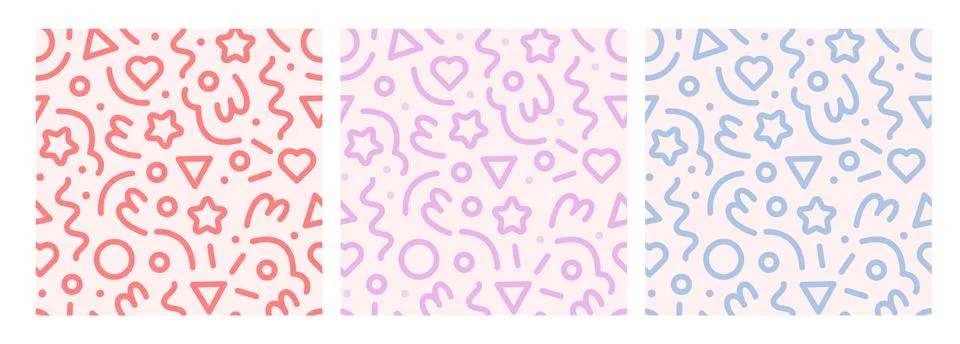 Fun colorful seamless pattern collection. Illustrazione stock