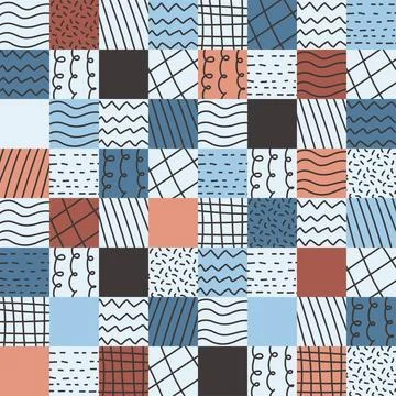 Fun colorful seamless vector pattern. Hand drawn texture. Creative abstract.. Illustrazione stock