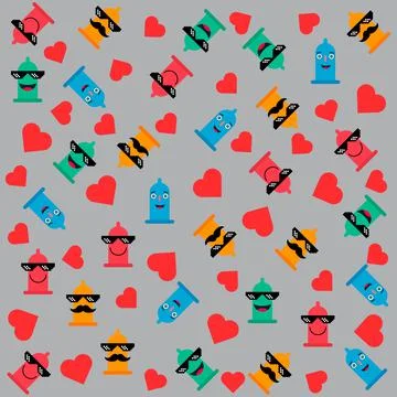 Fun condom background design, love healthy decoration pattern, web element ve イラスト素材