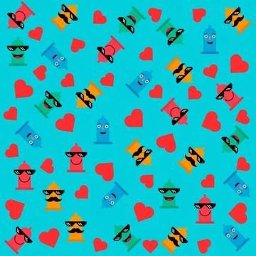 Fun condom background design, love healthy decoration pattern, web element ve Stock Illustration