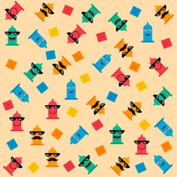 Fun condom background design, love healthy decoration pattern, web element ve Illustrazione stock