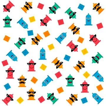 Fun condom background design, love healthy decoration pattern, web element ve イラスト素材