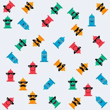 Fun condom background design, love healthy decoration pattern, web element ve Stock Illustration