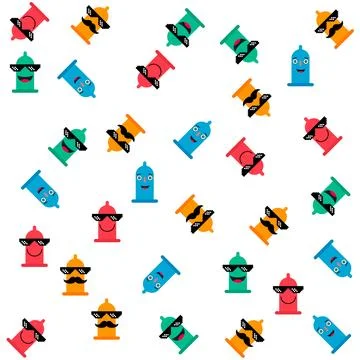 Fun condom background design, love healthy decoration pattern, web element ve イラスト素材