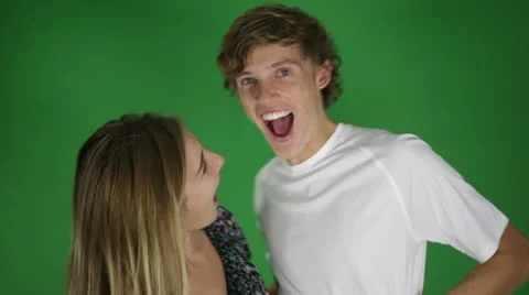 Fun Couple on Green Screen Video stock 8924987