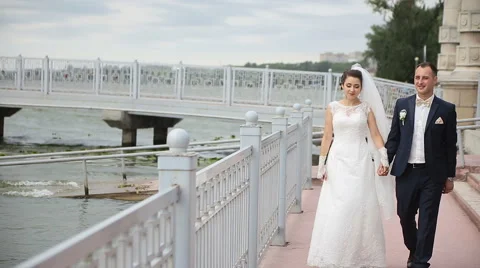 Fun Couple Walk On Dock, pier Stock Footage 63757831