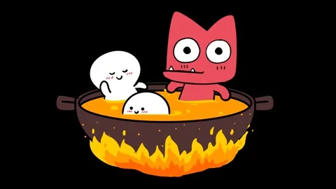 "Fun Demon Falling into Hell with Copper Pan - Transparent Background". Stock Footage 282784386